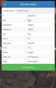 ÇANAKKALE BİGA DOĞANCI KÖYÜNDE 2921M2 SATILIK TARLA